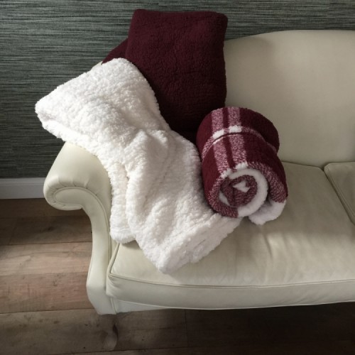 Plaid Teddy - Wijn Rood