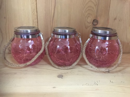 Lamp op zonne-energie - Bol - Fuchsia Glas